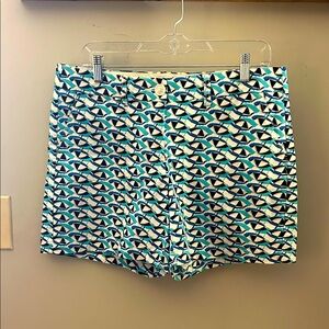 Crown & Ivy Geometric Blue and White Shorts